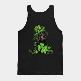 Lucky Black Dachshund Shamrock St Patrick's Day Tank Top